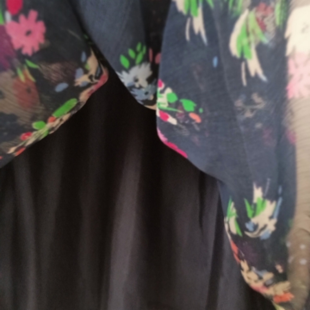 Express Sheer Dark Blue Floral Dress Flowy Soft Girl Whimsigoth Fairygoth Med. - Picture 9 of 16